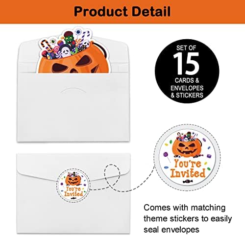 Rewidparty Halloween Pumpkin Party Invitations Set of 15