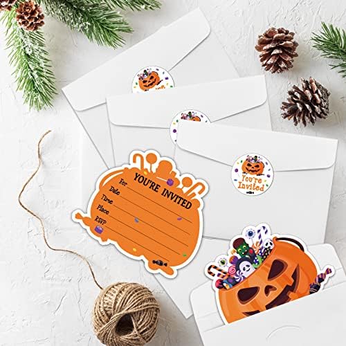 Rewidparty Halloween Pumpkin Party Invitations Set of 15