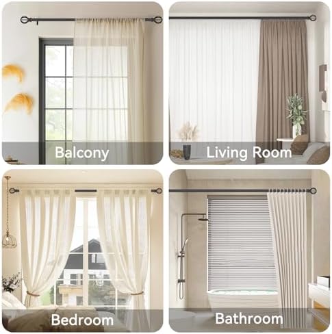Black Curtain Rods 28-48 Inch Heavy Duty Metal Adjustable
