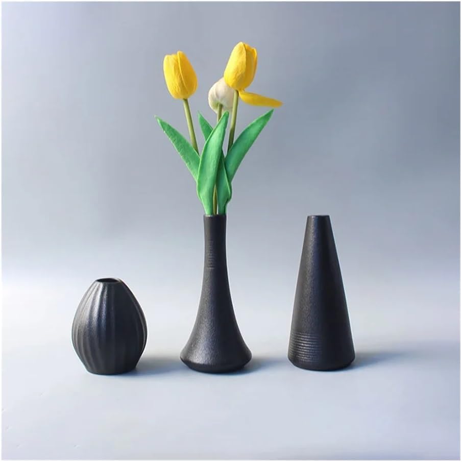 Modern Black Ceramic Vase for Home Decor