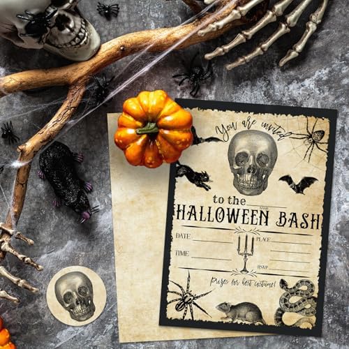 Whaline Halloween Invitation Cards with Envelopes Set of 25
