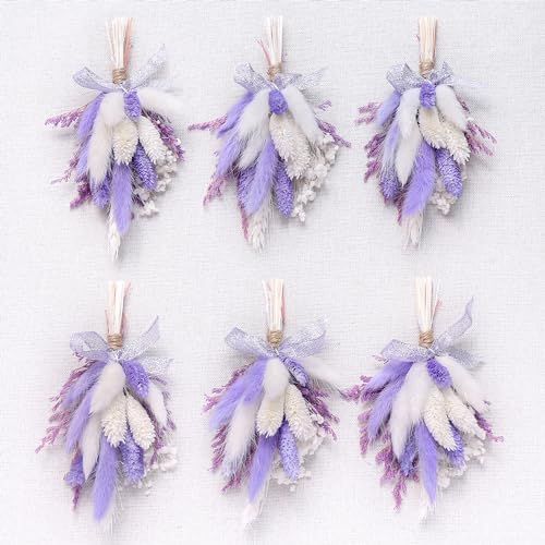 Purple Mini Dried Flower Bouquet Pack of 6