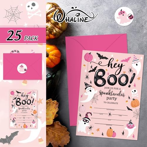 Whaline 25 Halloween Boo Invitations with Envelopes and Stickers