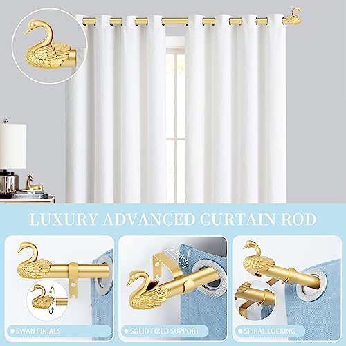 TANGWIN Gold Curtain Rods 48-84 Inch with Swan Finials