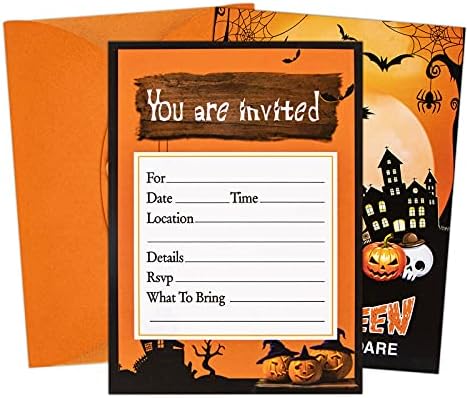 XJF Halloween Party Invitation Cards for Kids 5x7 12pcs with Envelopes