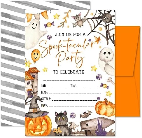 25 Spooktacular Halloween Party Invitations Cards with Envelopes