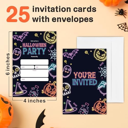 25 Halloween Party Invitation Cards with Envelopes