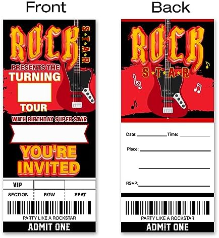 VAHATAN Rockstar Birthday Party Invitations 20 Pack with Envelopes
