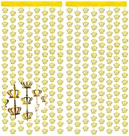 2 Pack Gold Crown Foil Curtains 32x65 Ft Photobooth Decor