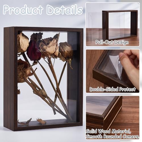 CREATCABIN Shadow Box Display Frame Wood Dried Flower Memory Box 83x63x23 Inch