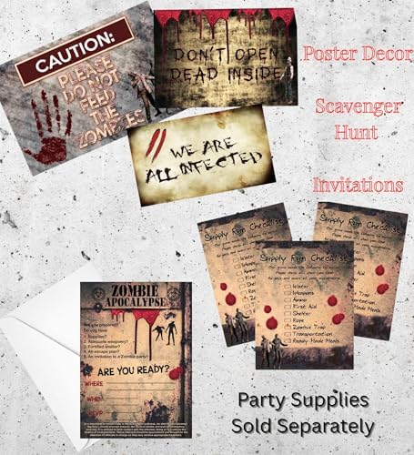 Silly Goose Gifts Zombie Apocalypse Party Invitations with Envelopes Survival Themed
