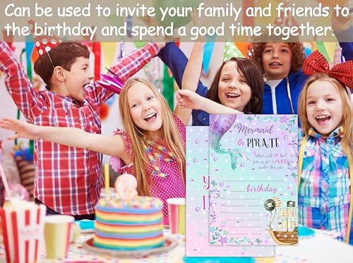 Mermaid Birthday Invitations With Envelopes 25 Cards