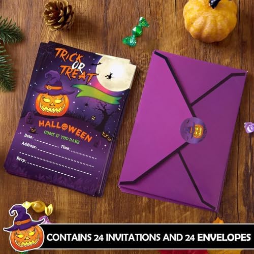 24 Set Halloween Birthday Invitations with Envelopes Stickers