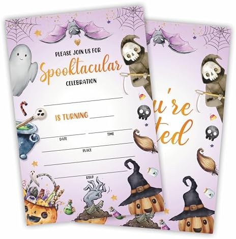 Spooktacular Halloween Party Invitations with Envelopes - 25 PCS Double-Sided Fill-In Style