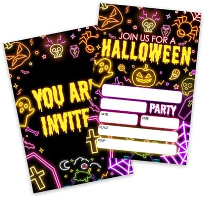 4 x 6 Laser Halloween Party Invitations Neon Style