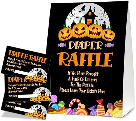 Halloween Diaper Raffle Game Sign With 50 Tickets