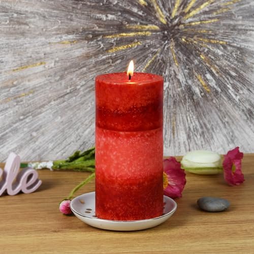 6 Inch Tritone Red Scented Pillar Candle 1