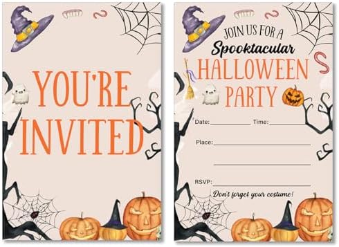 Spooky Halloween Invitations with Envelopes Set of 20