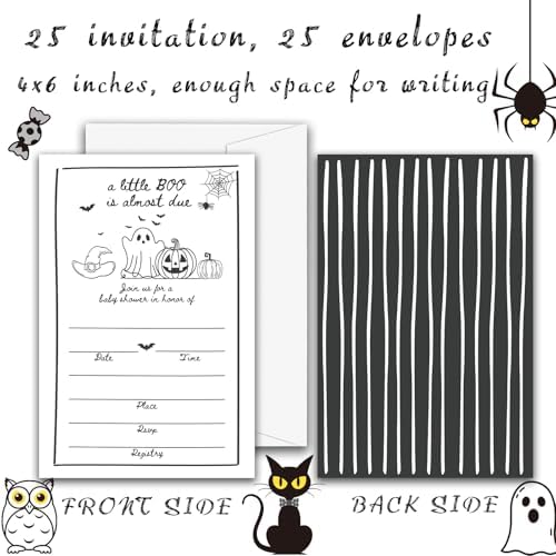 Halloween Baby Shower Invites 25 Double Sided with Envelopes