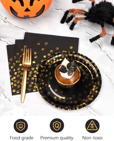 Lzerking Party Plates Napkins Forks Set for 50 Guests