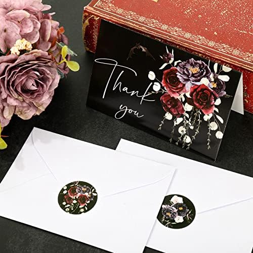 30 Pack Halloween Floral Thank You Cards with Envelopes
