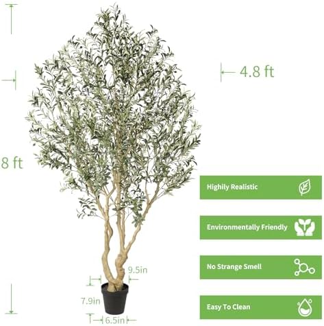 Realead 8ft Artificial Olive Tree with Realistic Leaves and Olives
