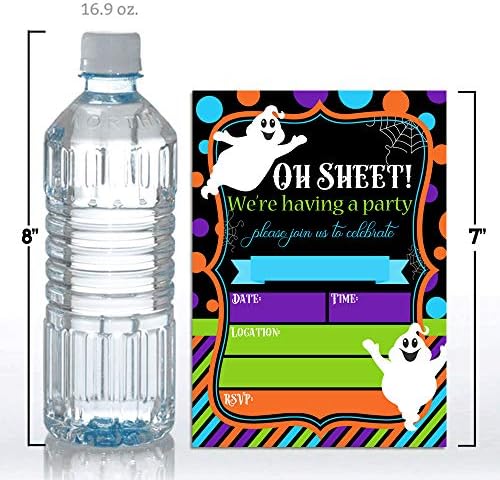 Oh Sheet Funny Ghost Halloween Party Invites 5x7 Fill In Cards