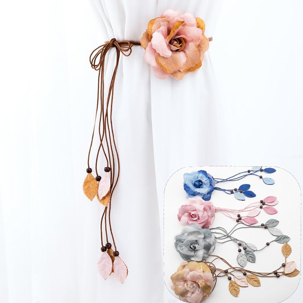 2 Pcs Pink Country Style Flower Curtain Tiebacks