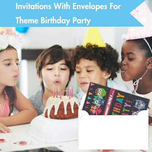 Owl Themed Birthday Invitations with Envelopes 30Pack