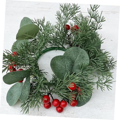 VOSAREA Christmas Candle Wreath with Pine Cones and Poinsettia