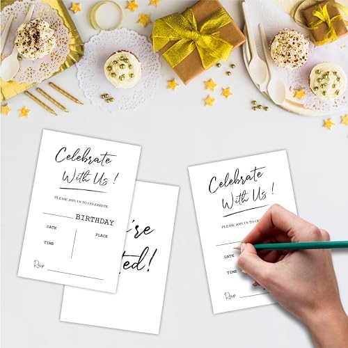 Tabyon Birthday Invitations Double Sided 20 Pcs Pearl White