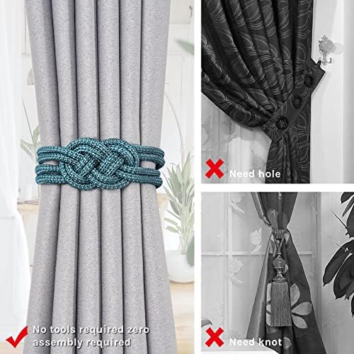 NICEEC 4 Pack Magnetic Curtain Tiebacks Teal
