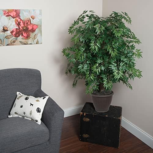Vickerman 4ft Indoor Artificial Ming Aralia with Brown Container