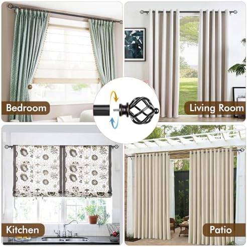 KAMANINA Black Adjustable Curtain Rod 32-58 Inch