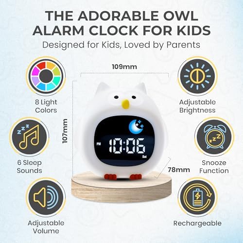Bumble Bright Kids Alarm Clock with Nightlight and Sound