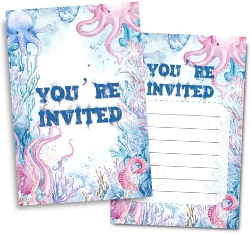 Under the Sea Octopus Birthday Party Invitations
