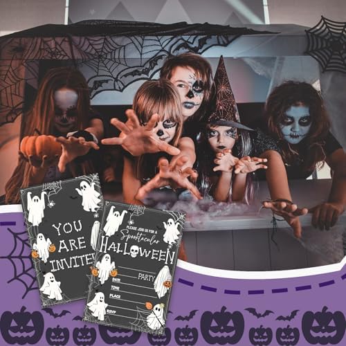 4 x 6 Halloween Party Invitations Ghost Skull Retro Style