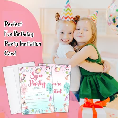 Spa Birthday Party Invites for Women Girls with Envelopes
