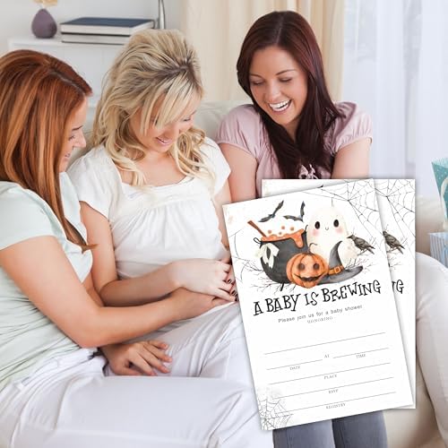 25 Halloween Baby Shower Invites With Envelopes Black