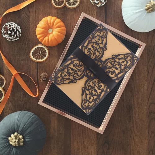 STOBOK 10Pcs Halloween Party Invitations with Bowknots and Envelopes