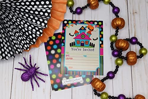 Colorful Haunted House Halloween Invitations 20 Piece Set