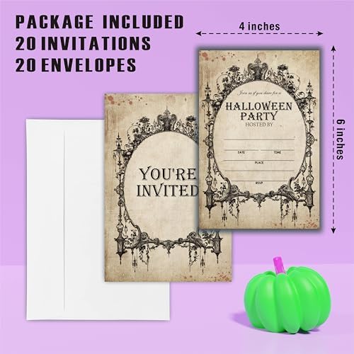 Halloween Party Invitation Cards 20 Pcs Retro Gothic Design