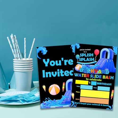 Waterslide Birthday Party Invitations Set of 20 with Envelopes
