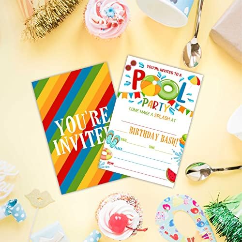 AWSICE Summer Swim Pool Birthday Invites Double-Sided