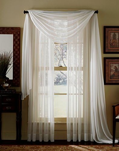 3 Piece Sheer Panel and Scarf Curtain Combo Set Beige