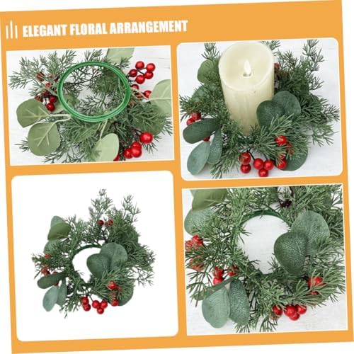 VOSAREA Christmas Candle Wreath with Pine Cones and Poinsettia