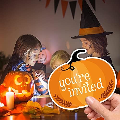 Haizct Halloween Pumpkin Fill-In Invitations 15 Pack