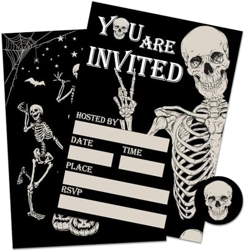 Whaline 25 Piece Halloween Invitation Set with Envelopes and Stickers