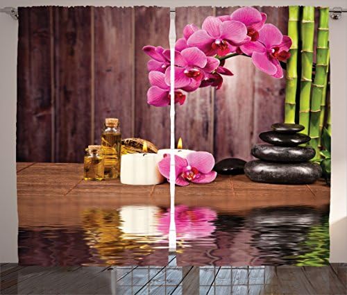 Ambesonne Orchid Curtains 2 Panel Set 108x84 Pink Brown