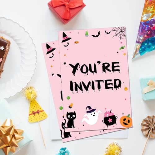 Pink Halloween Party Invitations Set of 20